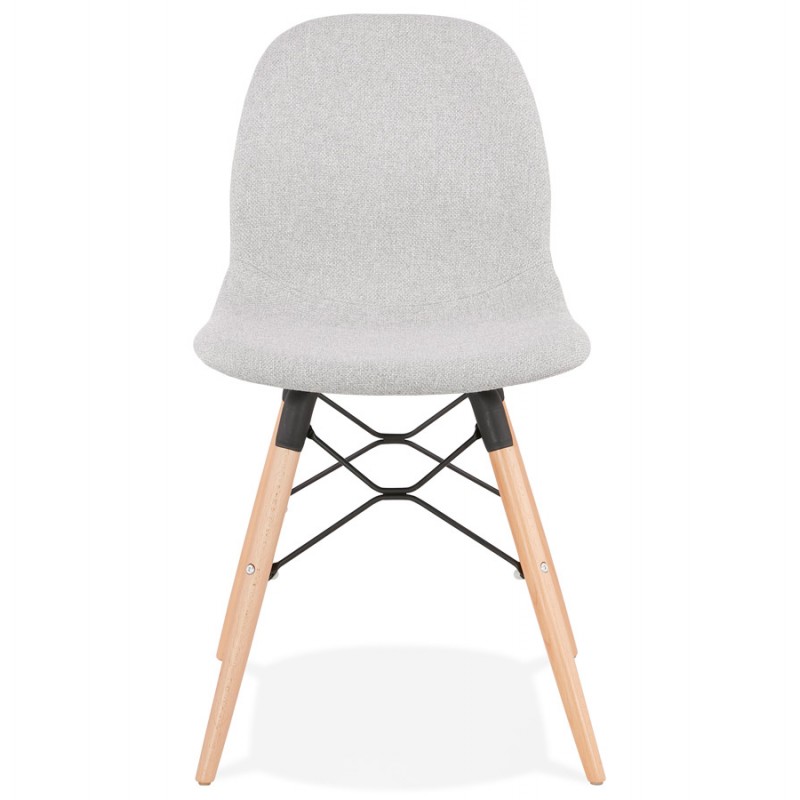 Design chair and Scandinavian fabric feet wood natural finish and black MASHA (light grey) - image 47644
