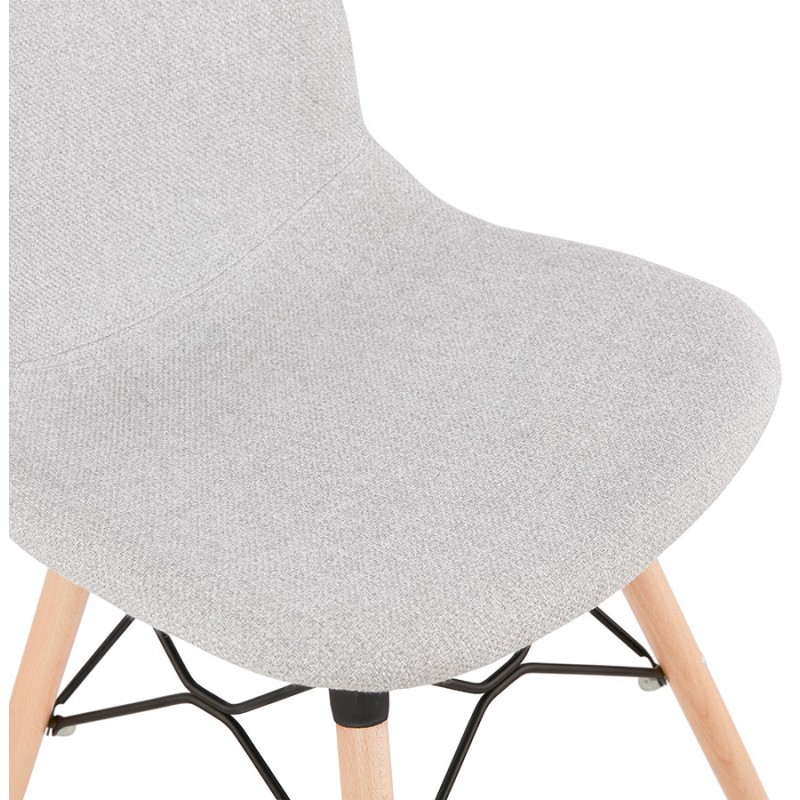 Design chair and Scandinavian fabric feet wood natural finish and black MASHA (light grey) - image 47649