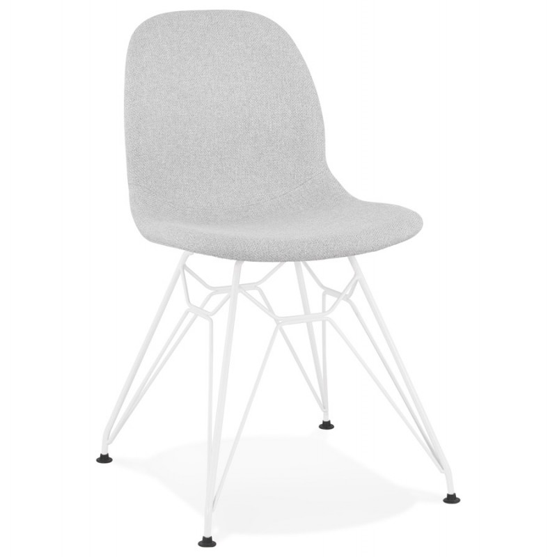 Industrial design chair in MOUNA white metal foot fabric (light grey) - image 47656