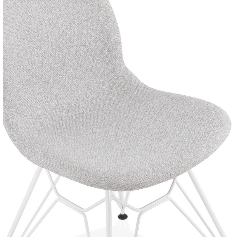 Sedia di design industriale in tessuto MOUNA piede bianco metallo (grigio chiaro) - image 47662