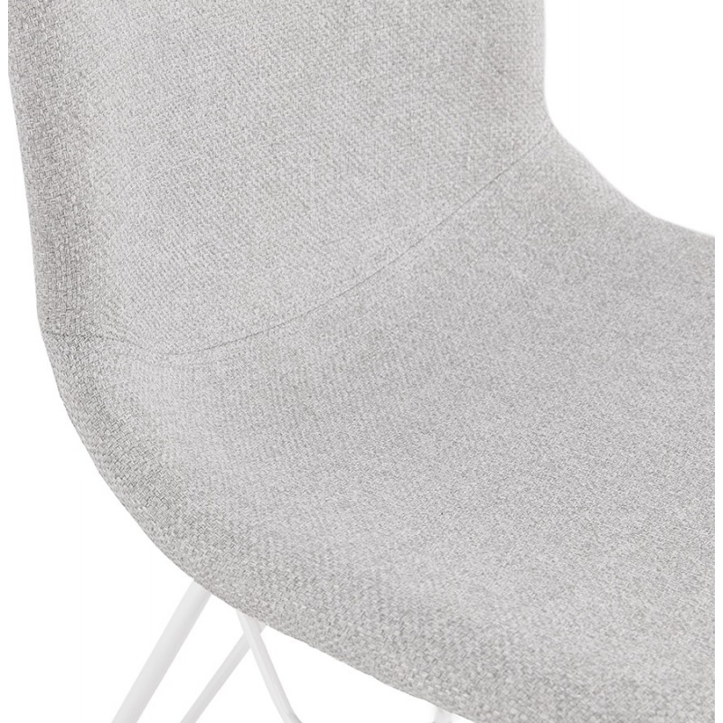 Industrial design chair in MOUNA white metal foot fabric (light grey) - image 47664
