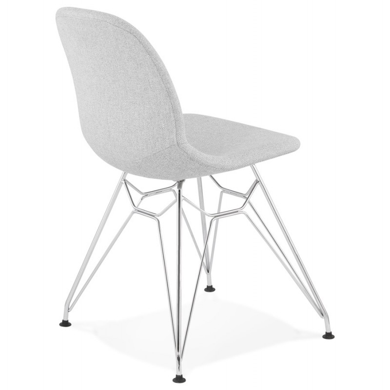 MOUNA verchromter MetallFuß Stoff Design Stuhl (hellgrau) - image 47672