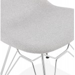 Chaise design industrielle en tissu pieds métal chromé MOUNA (gris clair)