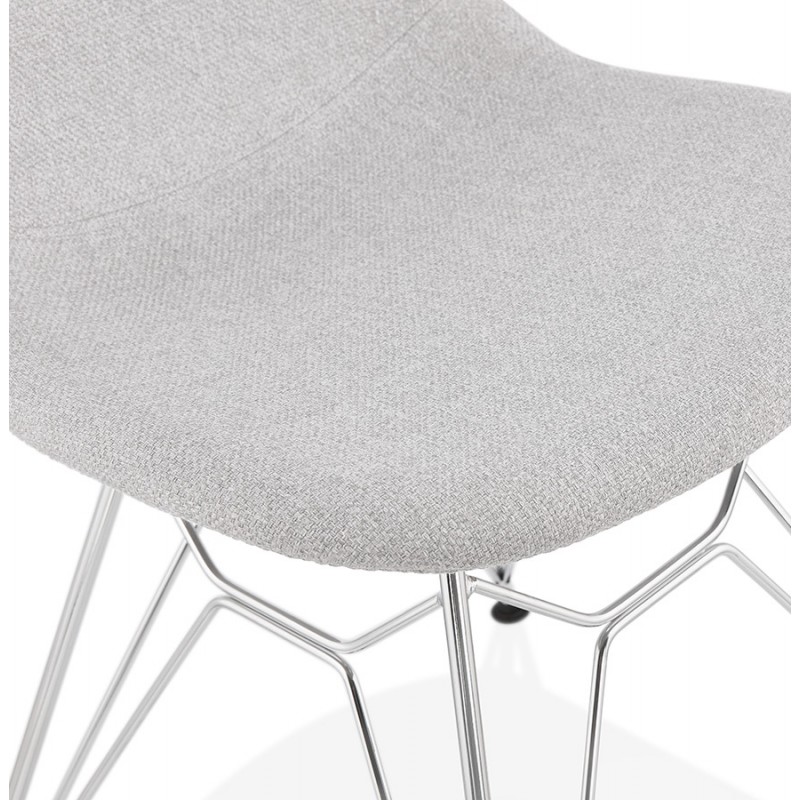 MOUNA verchromter MetallFuß Stoff Design Stuhl (hellgrau) - image 47676