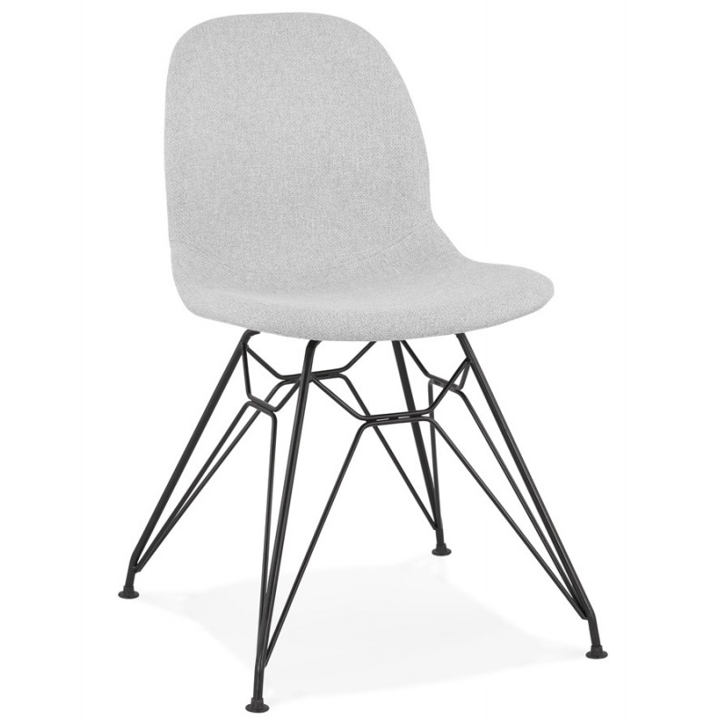 Industrial design chair in black metal foot fabric MOUNA (light grey) - image 47681