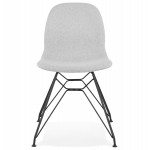 Industrial design chair in black metal foot fabric MOUNA (light grey)