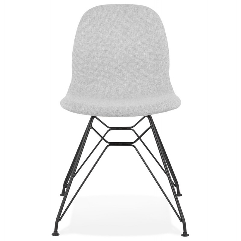 Industriedesign Stuhl aus schwarzem Metall Fußgewebe MOUNA (hellgrau) - image 47682