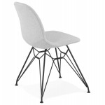 Industriedesign Stuhl aus schwarzem Metall Fußgewebe MOUNA (hellgrau)