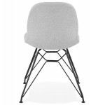 Chaise design industrielle en tissu pieds métal noir MOUNA (gris clair)