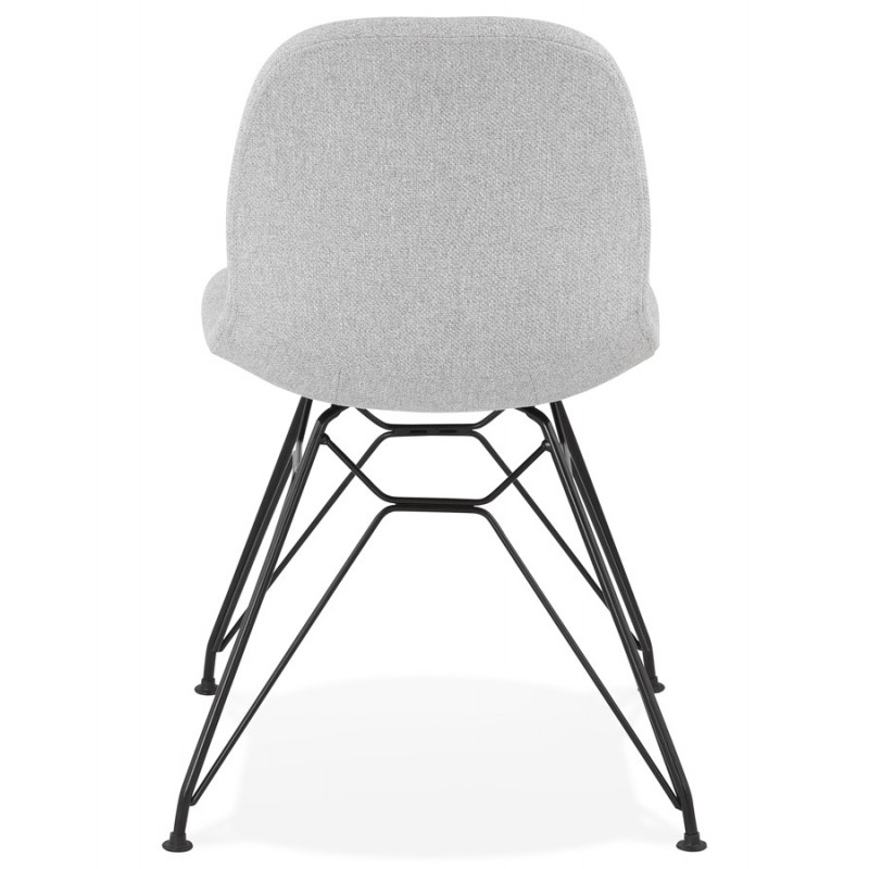 Industriedesign Stuhl aus schwarzem Metall Fußgewebe MOUNA (hellgrau) - image 47685