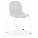 Design Stuhl stapelbar in Stoff Metallbeinen weiß MANOU (hellgrau)