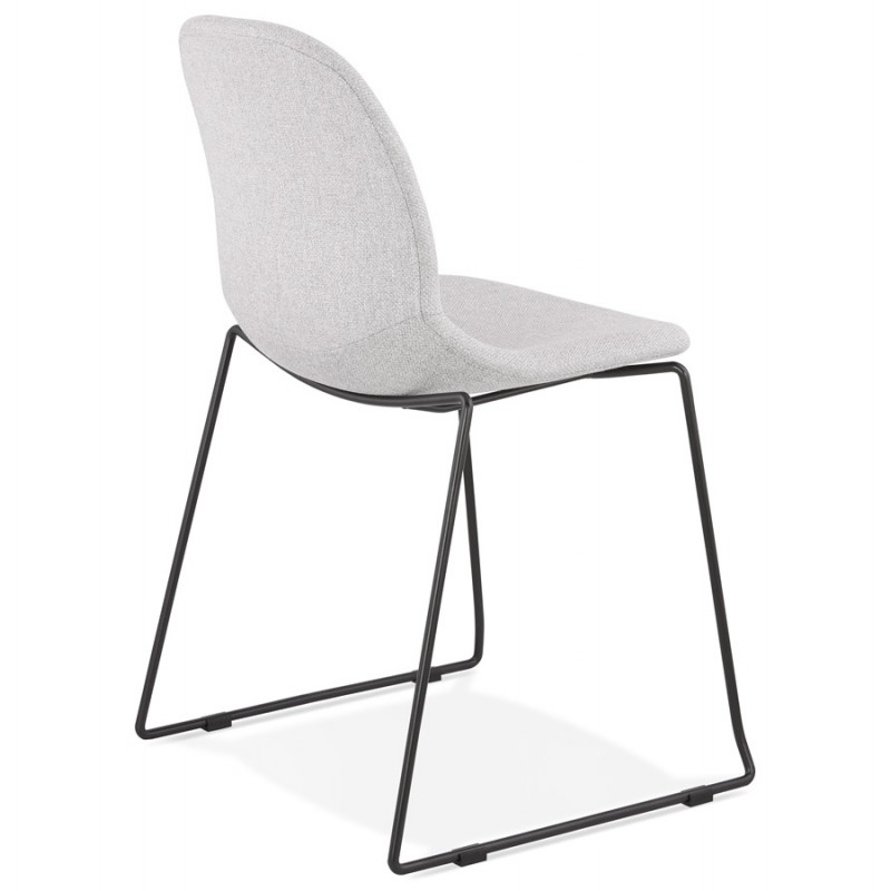 Sedia design impilabile in tessuto gambe in metallo nero MANOU (grigio chiaro) - image 47706