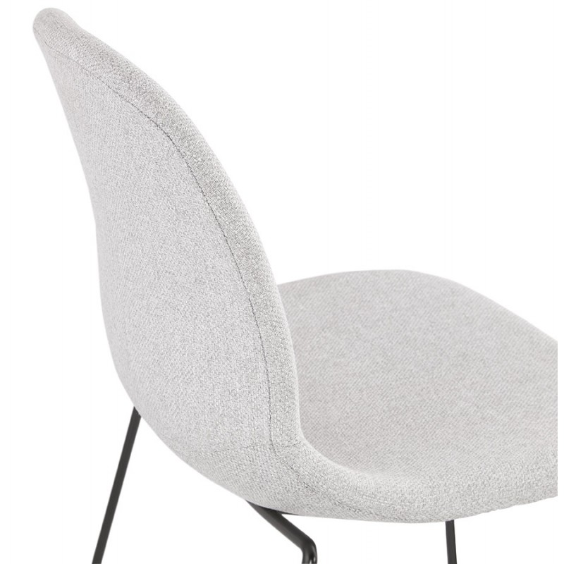 Chaise design empilable en tissu pieds métal noir MANOU (gris clair) - image 47711
