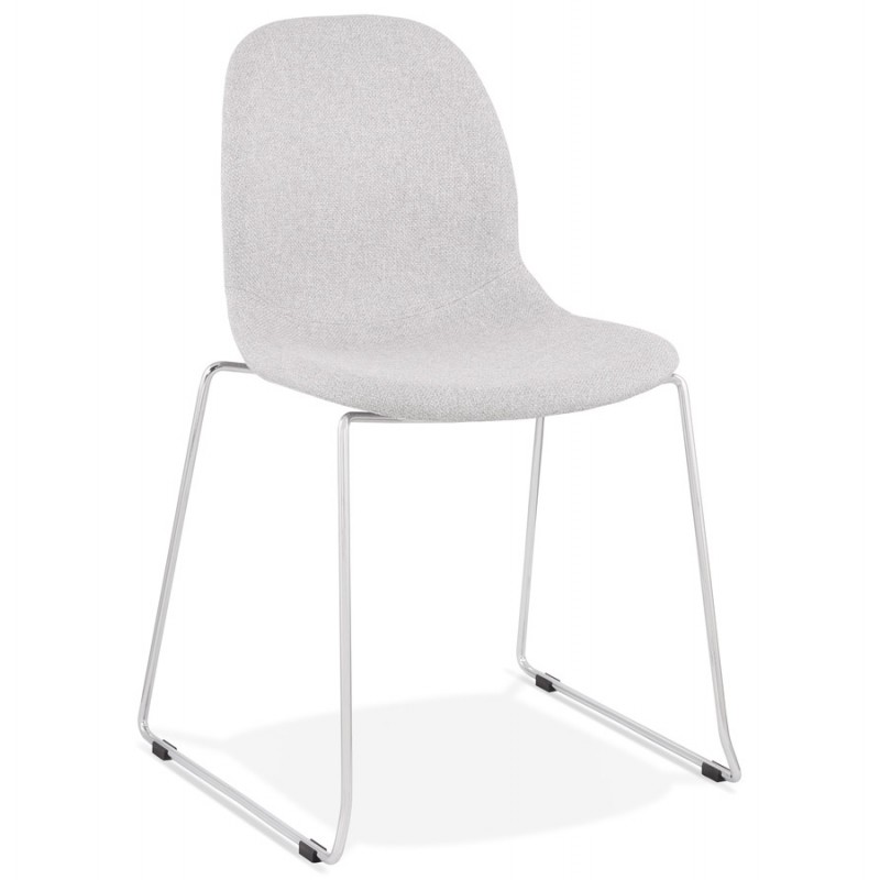 Design stackable chair in fabric with chromed metal legs MANOU (light gray) - image 47715