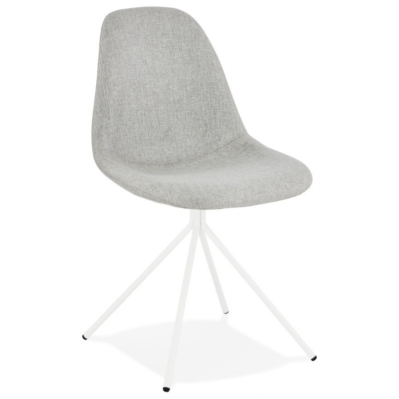 Design chair and Scandinavian fabric white metal feet MALVIN (light grey) - image 47748