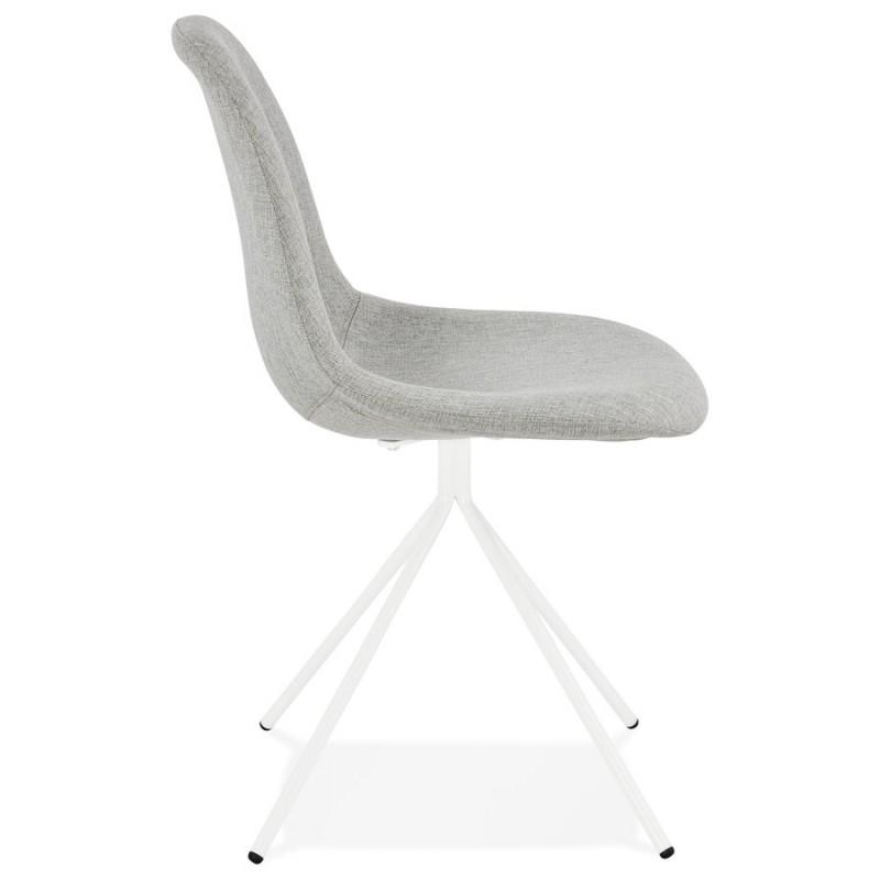 Sedia di design e tessuto scandinavo piedi bianchi in metallo MALVIN (grigio chiaro) - image 47750