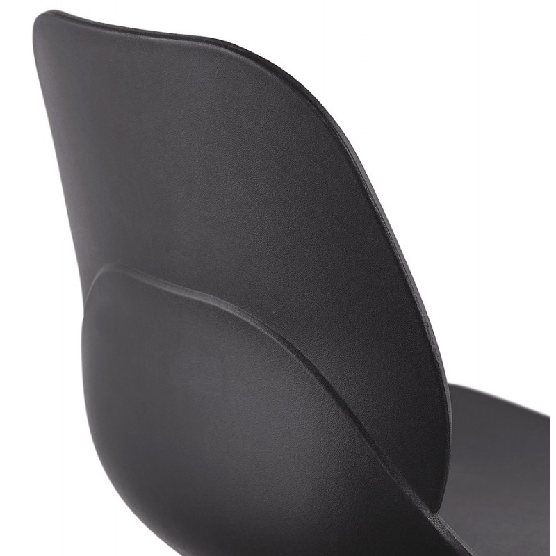 MALAURY weiß Metall Fuß stapelbar Design Stuhl (schwarz) - image 47781