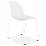 Chaise design empilable pieds métal blanc MALAURY (blanc)