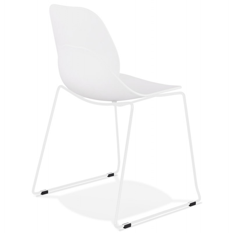 MALAURY weiß Metall Fuß stapelbar Design Stuhl (weiß) - image 47796