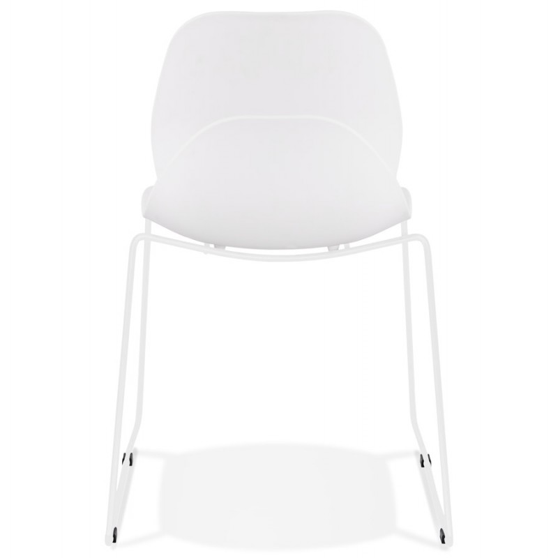 MALAURY weiß Metall Fuß stapelbar Design Stuhl (weiß) - image 47798