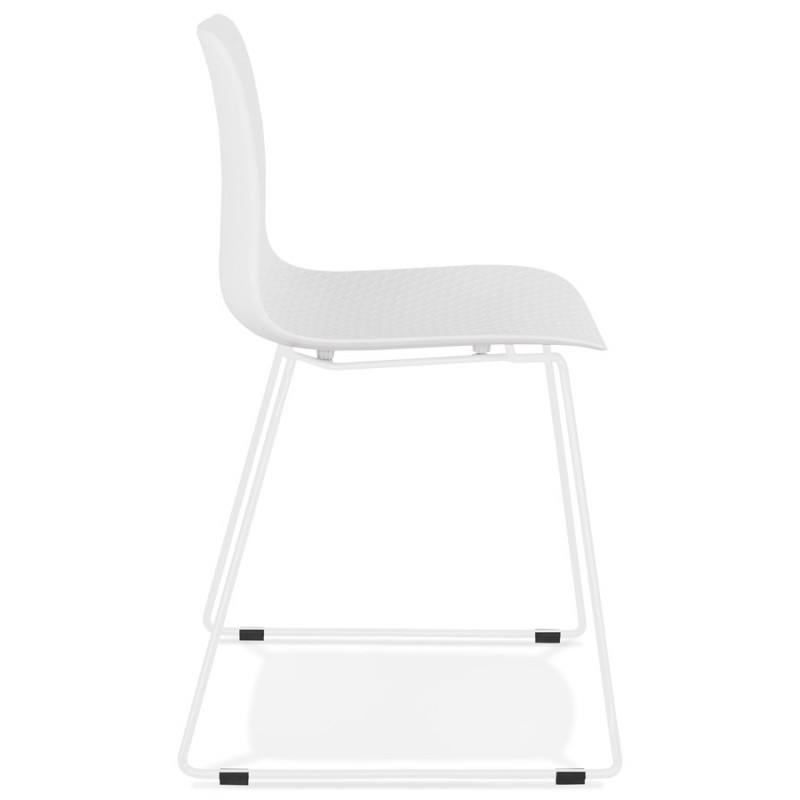 Moderne Stuhl stapelbare Füße weiß Metall ALIX (weiß) - image 47808
