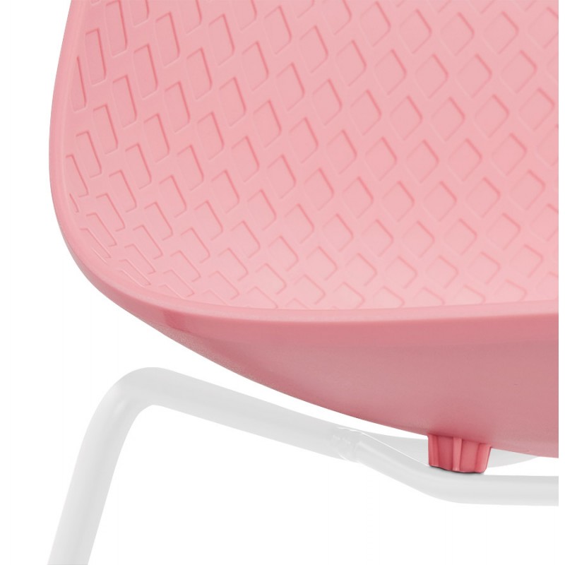 Chaise moderne empilable pieds métal blanc ALIX (rose) - image 47822