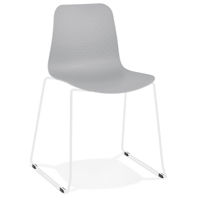 Moderne Stuhl stapelbare Füße weiß Metall ALIX (hellgrau) - image 47824