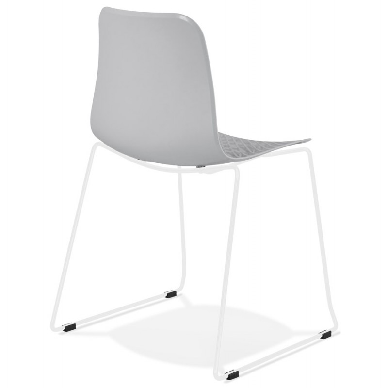 Modern chair stackable feet white metal ALIX (light grey) - image 47827