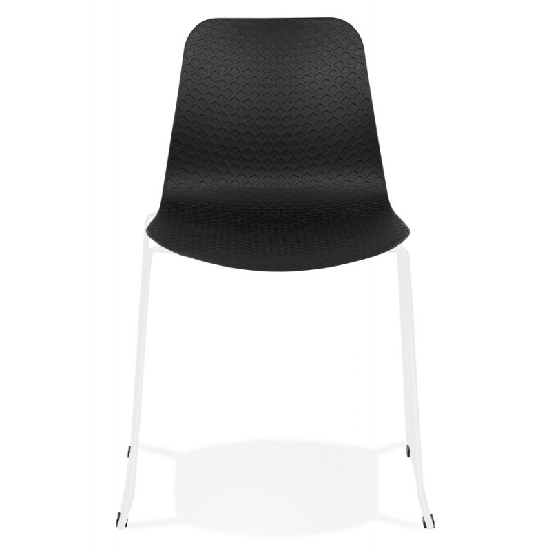 Moderne Stuhl stapelbare Füße weiß Metall ALIX (schwarz) - image 47843