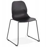 MALAURY schwarz Metall Fuß stapelbar Design Stuhl (schwarz)