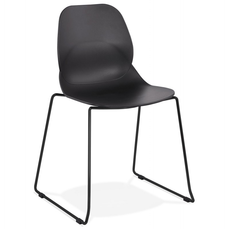 MALAURY black metal foot stackable design chair (black) - image 47860
