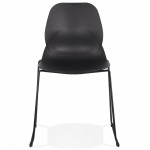 MALAURY schwarz Metall Fuß stapelbar Design Stuhl (schwarz)