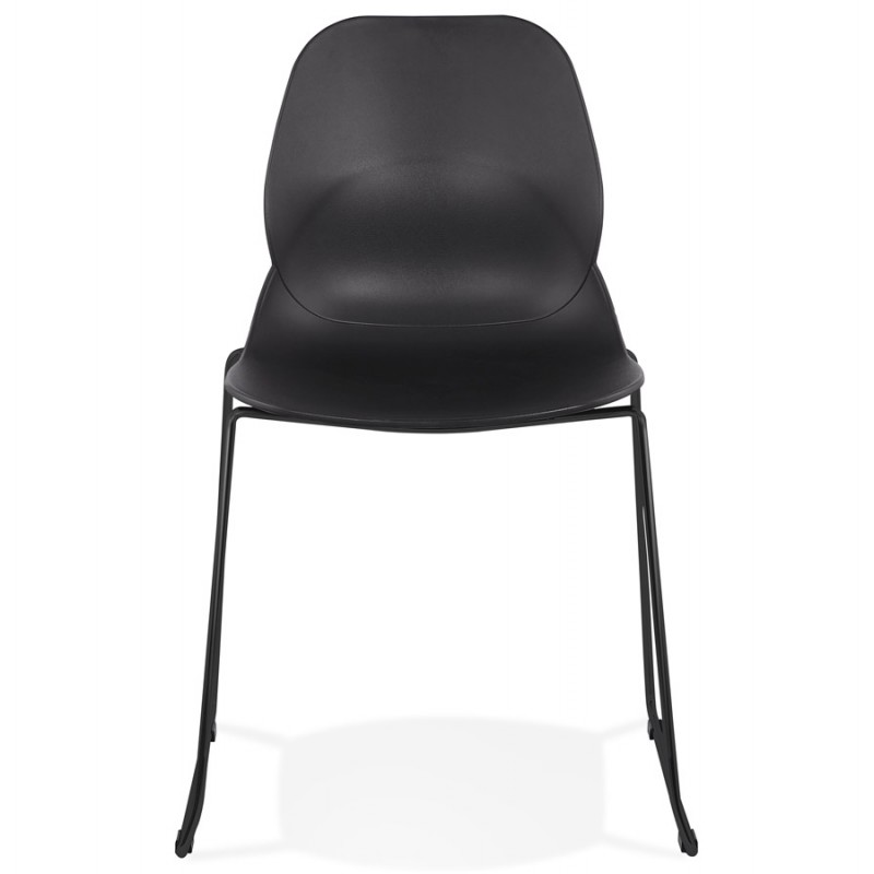 MALAURY black metal foot stackable design chair (black) - image 47861