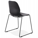 MALAURY black metal foot stackable design chair (black)