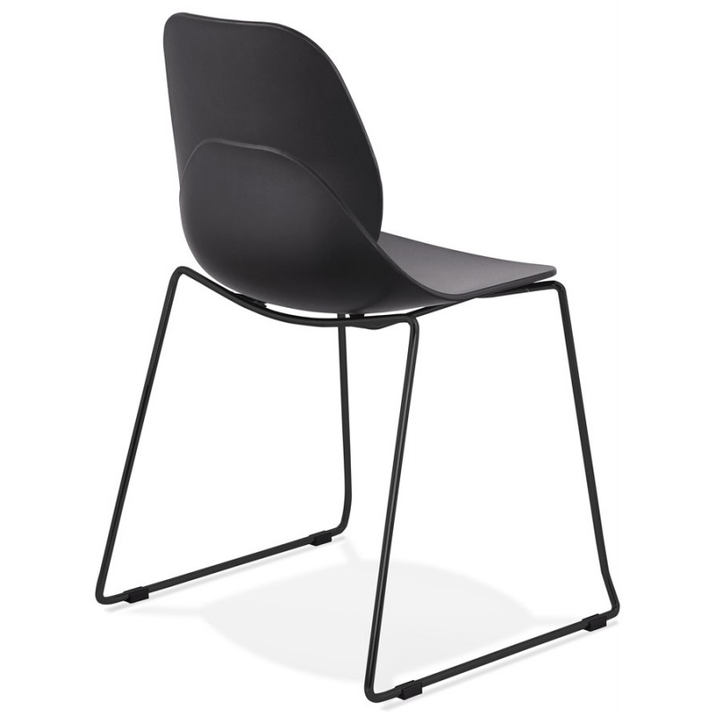MALAURY black metal foot stackable design chair (black) - image 47863