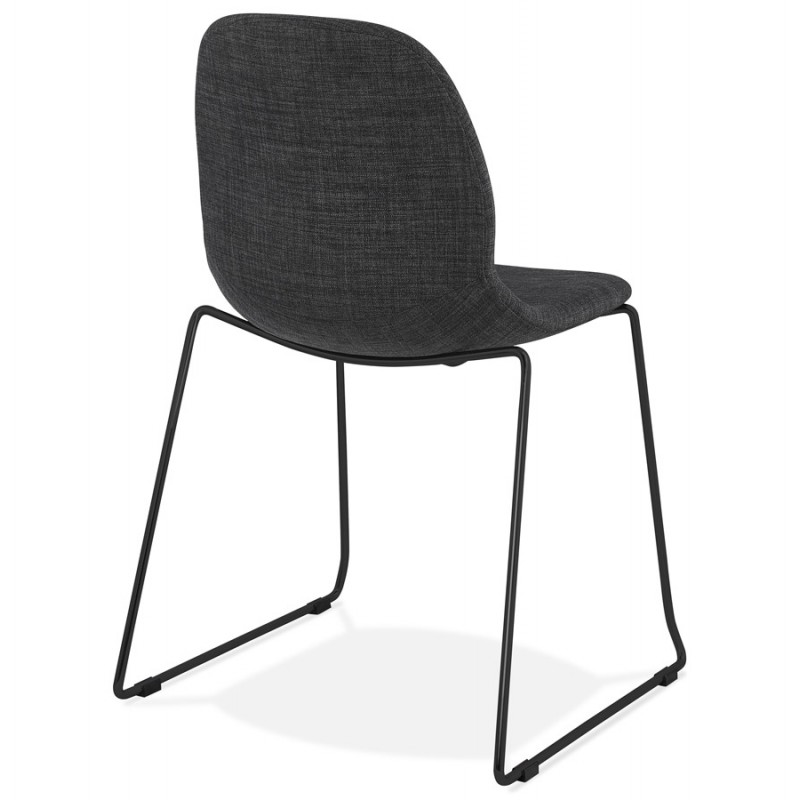 Design stackable chair in black metal legs fabric MANOU (dark gray) - image 47872