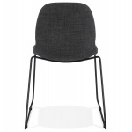 Chaise design empilable en tissu pieds métal noir MANOU (gris foncé)