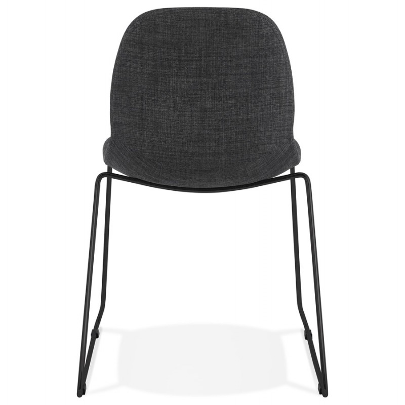 Design stackable chair in black metal legs fabric MANOU (dark gray) - image 47873
