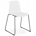 Chaise moderne empilable pieds métal noir ALIX (blanc)