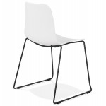 Moderne Stuhl stapelbare schwarze Metallfüße ALIX (weiß)