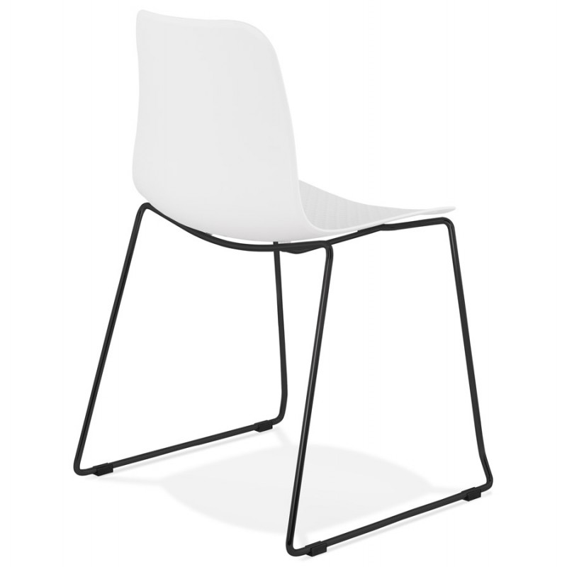 Moderne Stuhl stapelbare schwarze Metallfüße ALIX (weiß) - image 47881