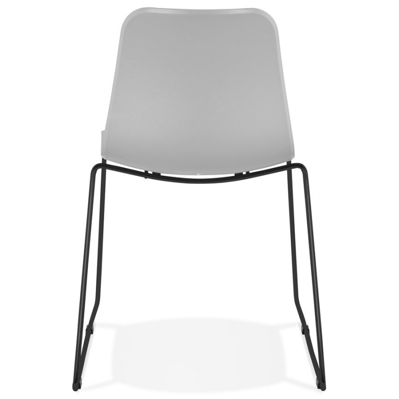 Moderne Stuhl stapelbare schwarze Metallfüße ALIX (hellgrau) - image 47900