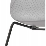 Chaise moderne empilable pieds métal noir ALIX (gris clair)