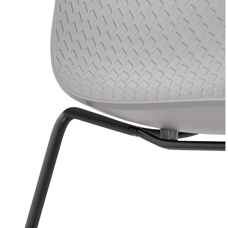 Modern chair stackable black metal feet ALIX (light grey) - image 47903