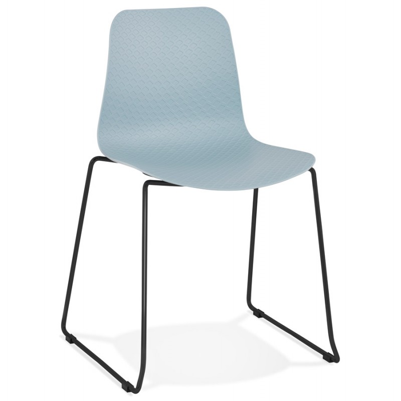 Modern chair stackable black metal feet ALIX (sky blue) - image 47905