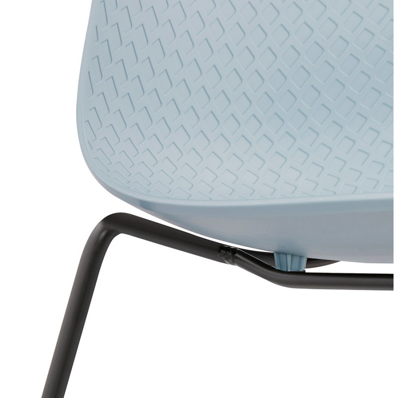 Moderne Stuhl stapelbare schwarze Metallfüße ALIX (himmelblau) - image 47912