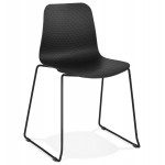 Modern chair stackable black metal feet ALIX (black)