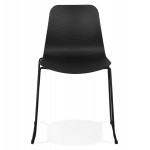 Modern chair stackable black metal feet ALIX (black)