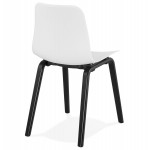 Sandy black wooden foot design chair (white)