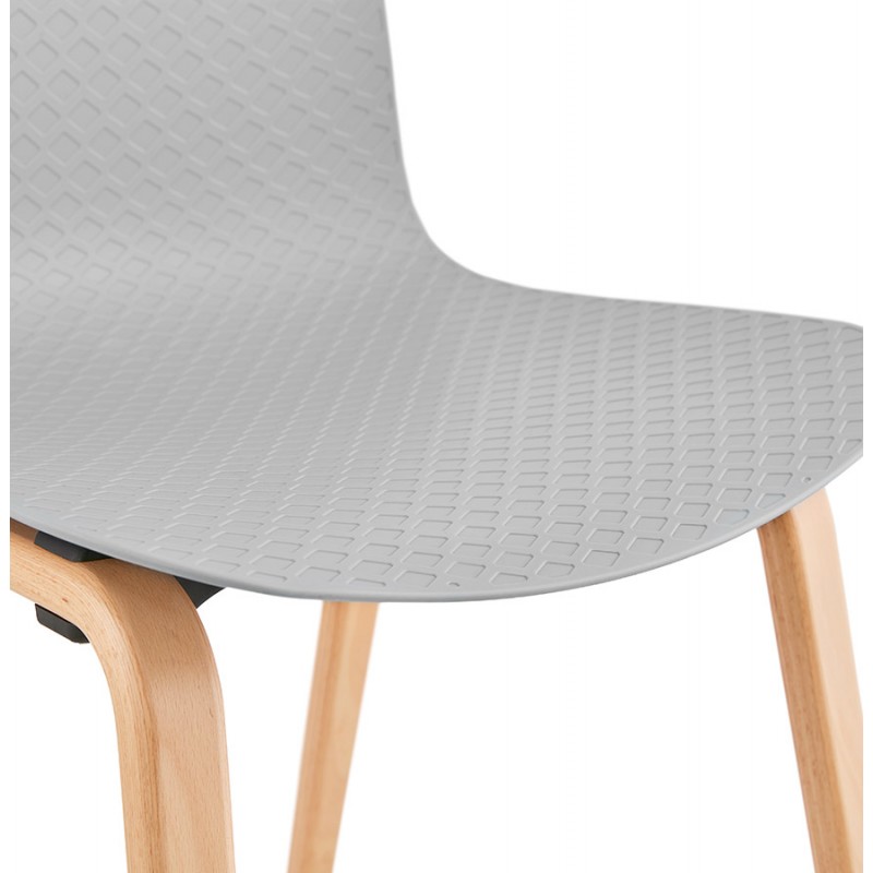 Chaise design scandinave pied bois finition naturelle SANDY (gris clair) - image 48060